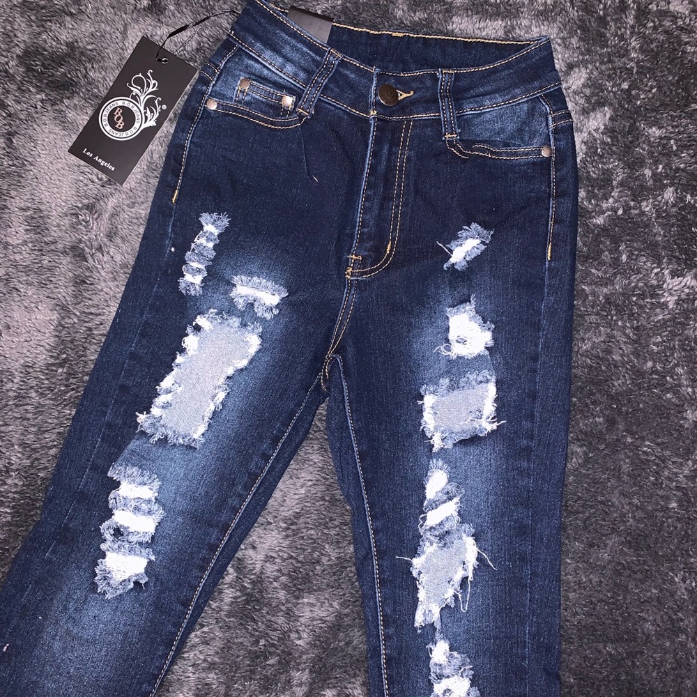 high waisted ripped jeans